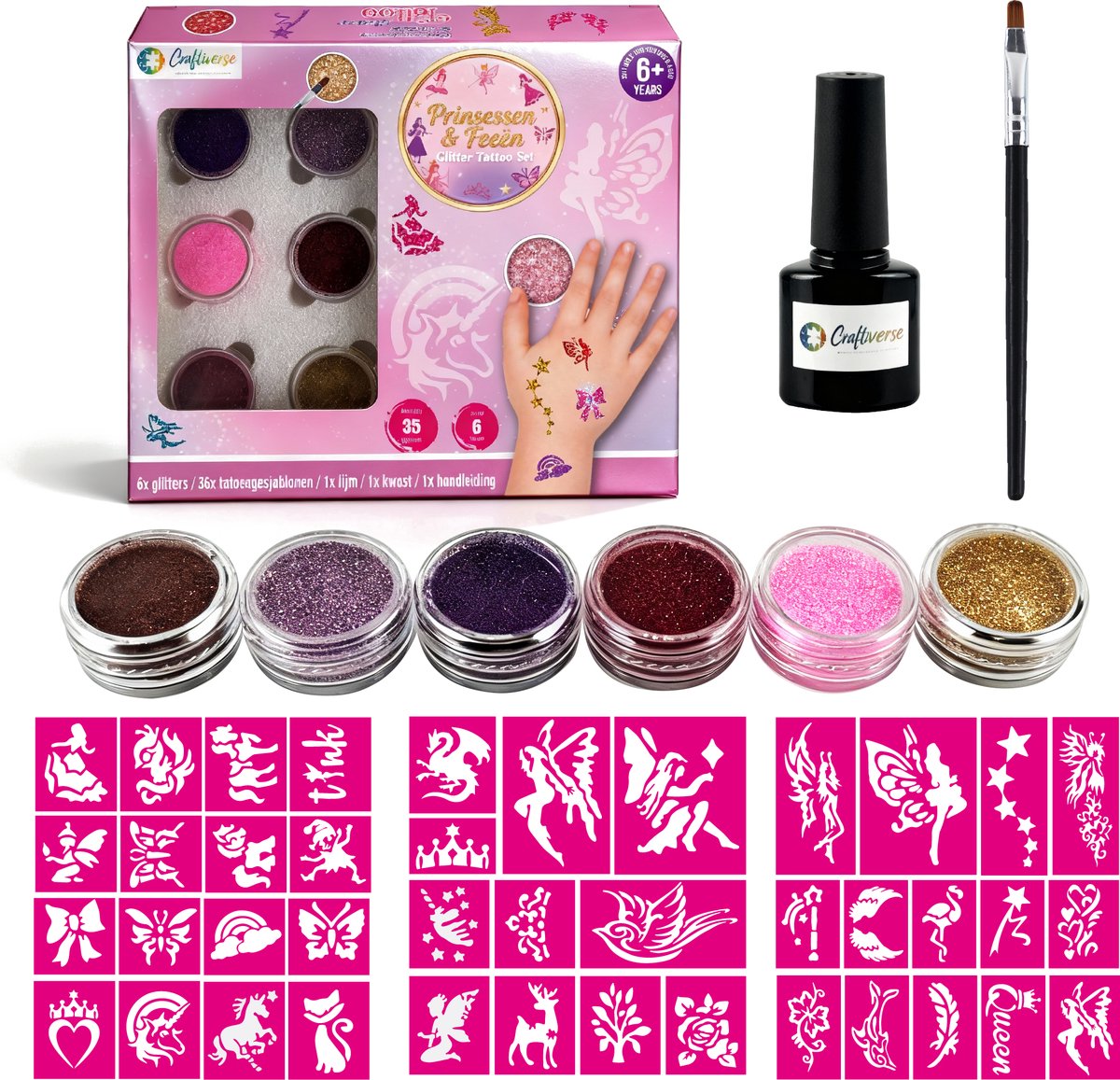 Glitter Tattoo Set – Prinsessen & Feeën