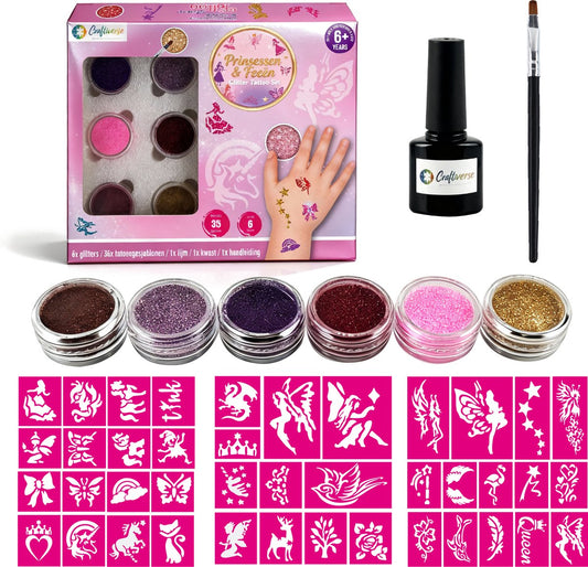 Glitter Tattoo Set – Prinsessen & Feeën